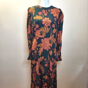 Boden Long Sleeve Floral Print Midi Dress Size 10